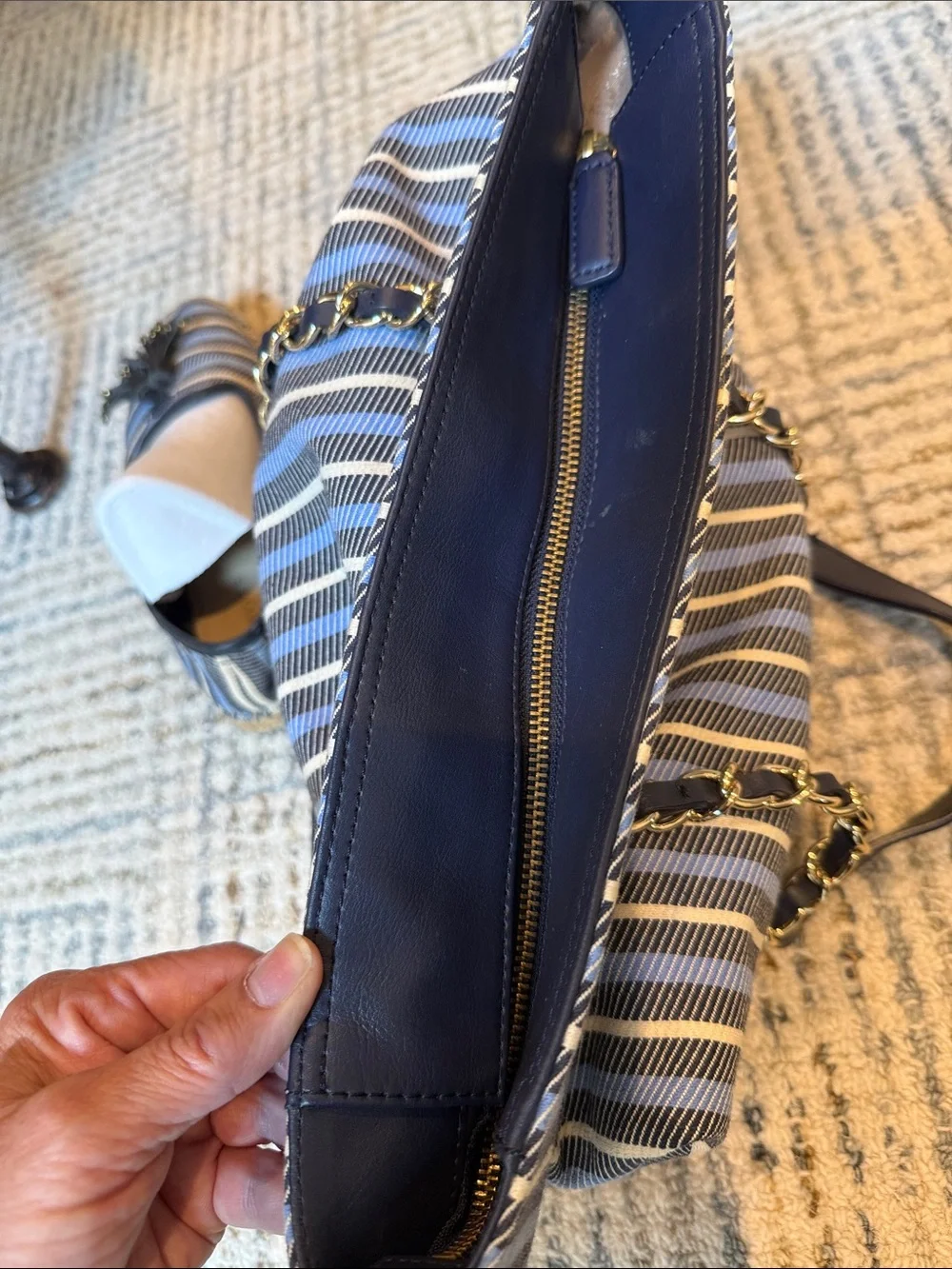 Talbots  Set Navy and White Espadrilles and Tote